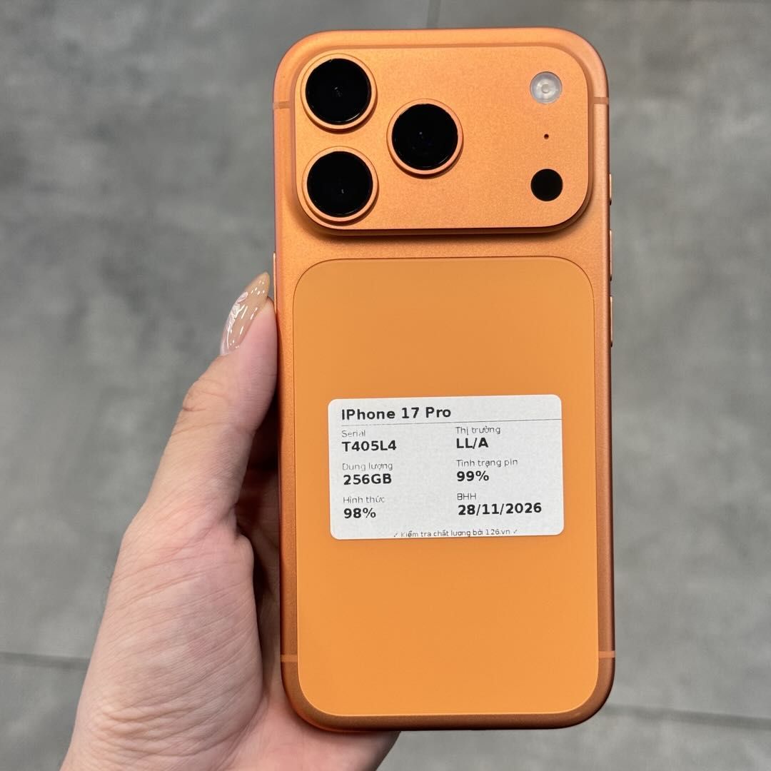 Mặt sau iPhone 17 Pro cũ trong kho smartphonegiare.vn Vĩnh Long, ảnh chụp thật