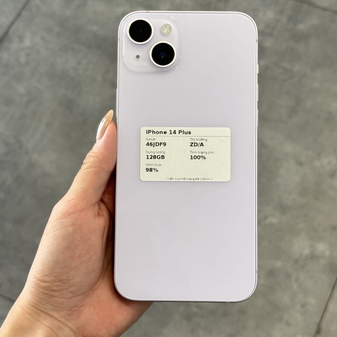 Mặt sau iPhone 14 Plus cũ trong kho smartphonegiare.vn Vĩnh Long, ảnh chụp thật