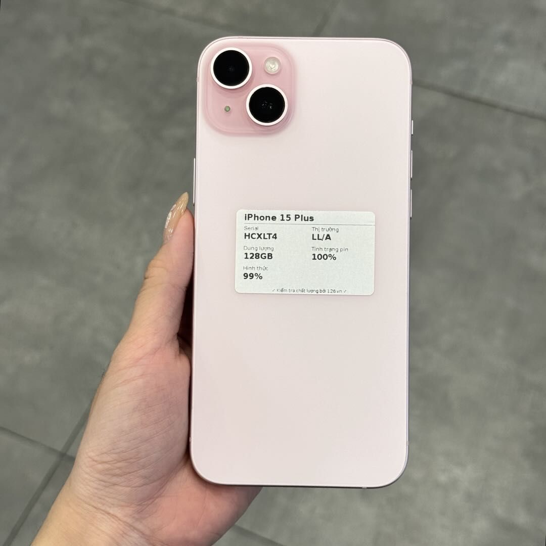 Mặt sau iPhone 15 Plus cũ trong kho smartphonegiare.vn Vĩnh Long, ảnh chụp thật